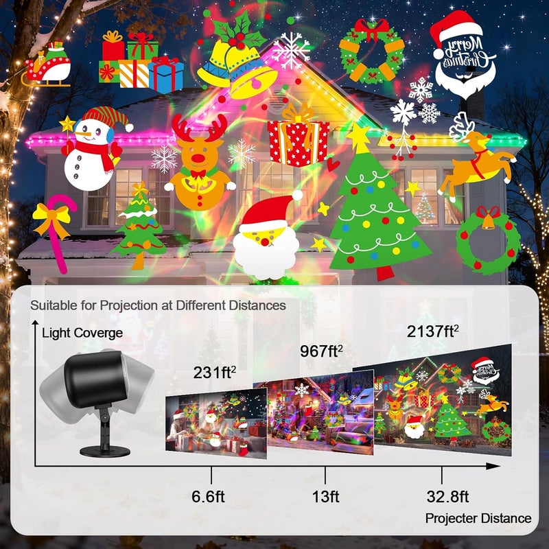 MuliVid Christmas Projector Lights Outdoor No Need to Change Cards, 26 Effects Holiday Christmas Projector Light Outdoor 2 in 1 with Remote, Christmas Decorations Lighting for Outside Home Party House Decor - Image 4